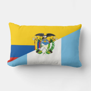 Ecuador Guatemala half flag country symbol Lumbar Pillow