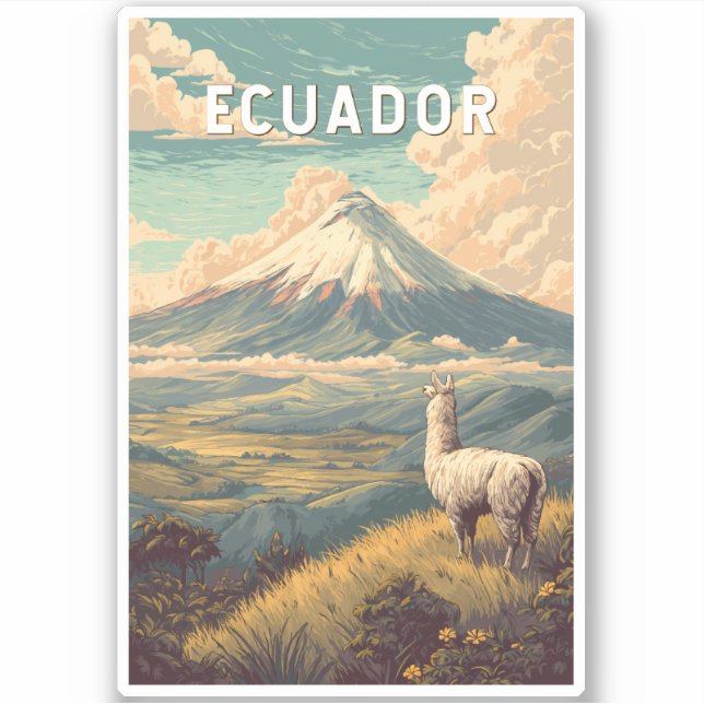 Ecuador Illustration Travel Art Vintage (Front)
