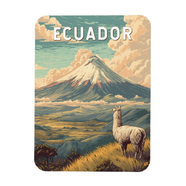 Ecuador Illustration Travel Art Vintage Magnet (Vertical)