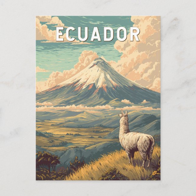 Ecuador Illustration Travel Art Vintage Postcard (Front)