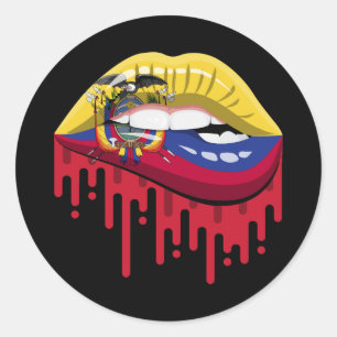 Ecuador lips pride root flag classic round sticker
