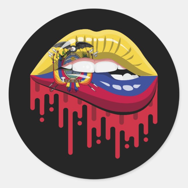 Ecuador lips pride root flag classic round sticker (Front)