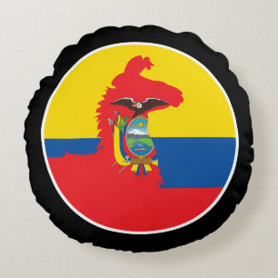 Ecuador Llama Alpaca Alpaca Ecuadorian National Round Pillow