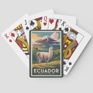 Ecuador Llama Illustration Travel Art Vintage Playing Cards
