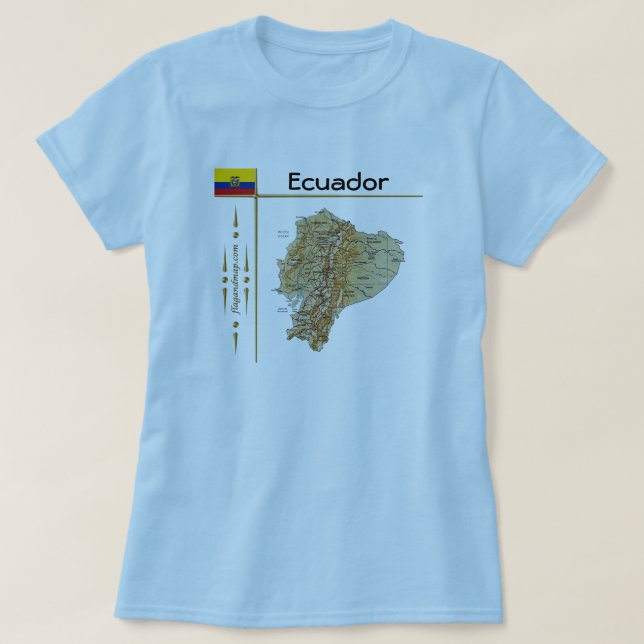 Ecuador Map + Flag + Title T-Shirt (Design Front)