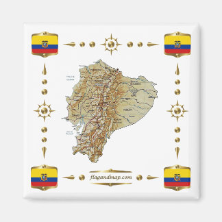 Ecuador Map + Flags Magnet