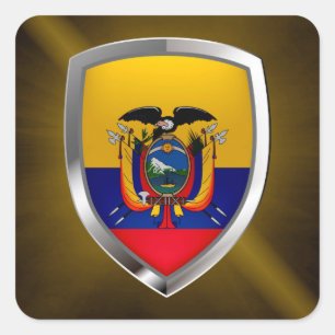 Ecuador Mettalic Emblem Square Sticker