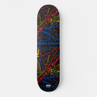 Ecuador National Pride Wordcloud Skateboard