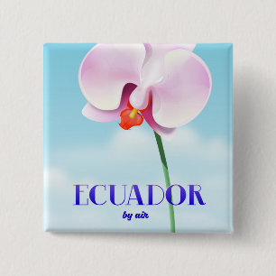 Ecuador orchid travel poster 2 inch square button