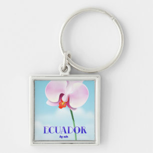 Ecuador orchid travel poster keychain