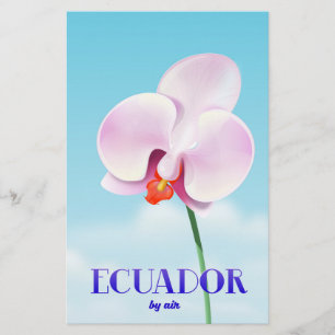 Ecuador orchid travel poster stationery