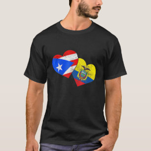 Ecuador Puerto Rico Flag Heart Ecuadorian Pride Ro T-Shirt