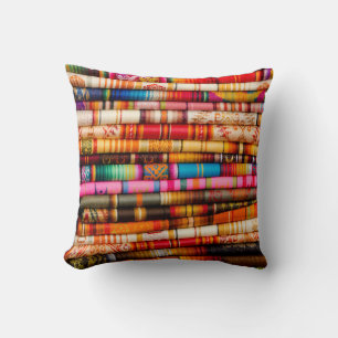 Ecuador, Quito Area, Otavalo Handicraft Market Throw Pillow