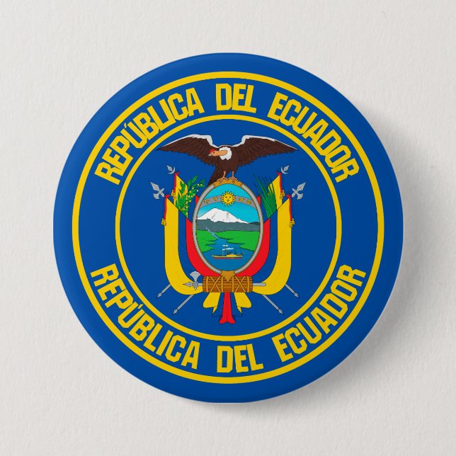 Ecuador Round Emblem 3 Inch Round Button (Front)