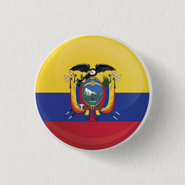 Ecuador  Round Icon Flag  1 Inch Round Button (Front)