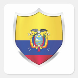Ecuador Silver Shield Flag Square Sticker