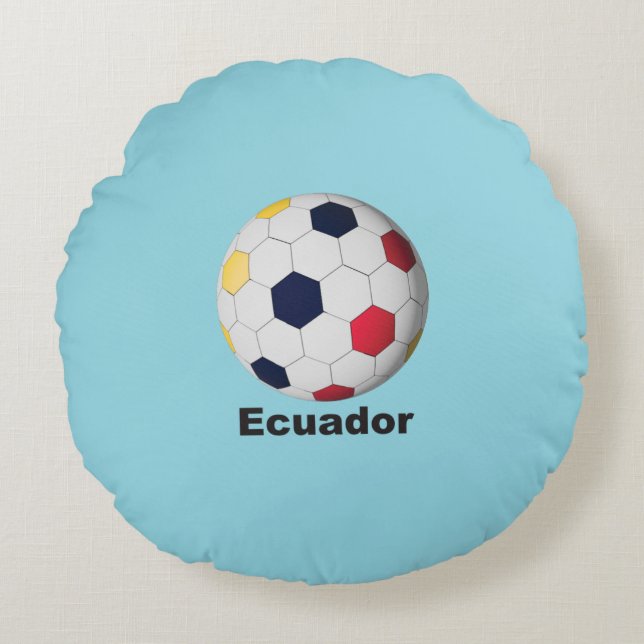 Ecuador Soccer Round Pillow (Front)