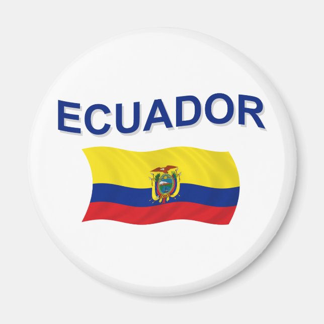 Ecuador Wavy Flag Magnet (Front)