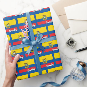 Ecuador Wrapping Paper, Blue, Ecuador Flag Paper