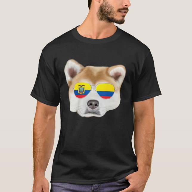 Ecuadorian Flag Akita Dog Ecuador Pocket T-Shirt (Front)