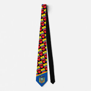 Ecuadorian Flag Heart EC Pattern Ecuador National Tie
