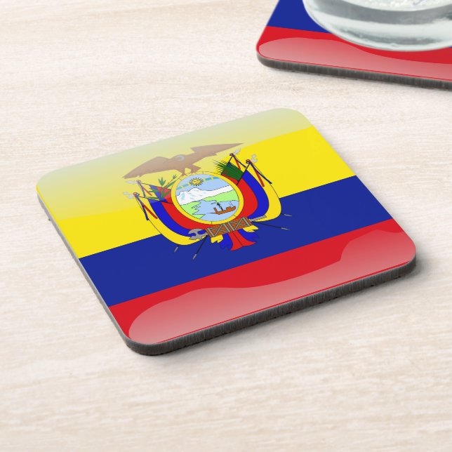 Ecuadorian glossy flag coaster (Left Side)