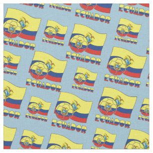Ecuadorian Soccer Ball and Flag Fabric