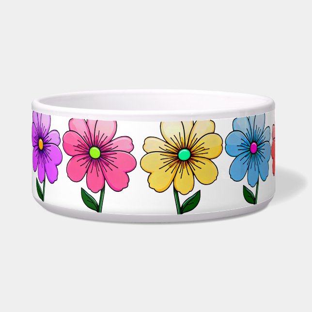 Écuelle 5 Fleurs de couleur Design Pet Bowl (Devant)