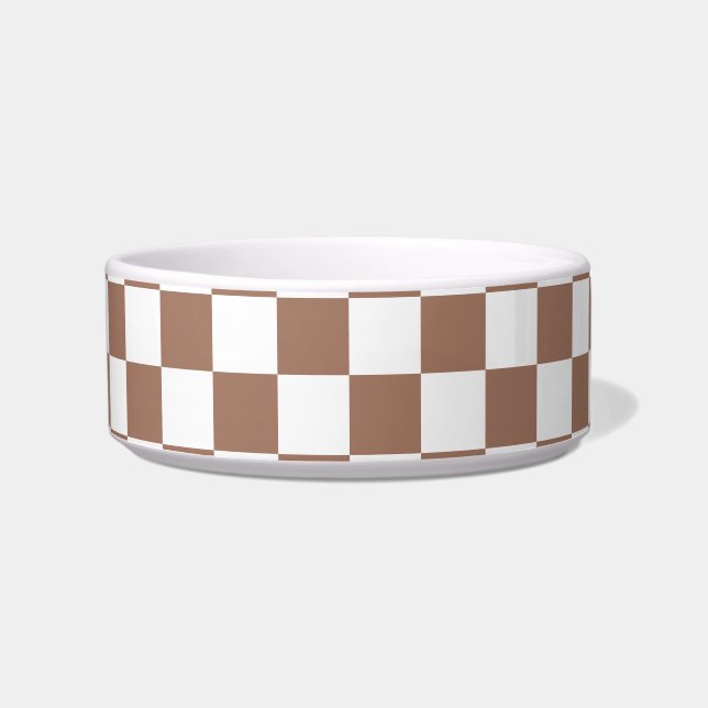 Écuelle à damiers Motif en Blanc et Mocha Mousse (Devant)