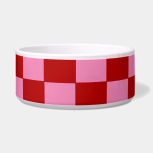 Écuelle à damiers rouge et rose chaud