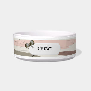 Écuelle Abstrait Pastel Pink Dog Bowl avec Bow