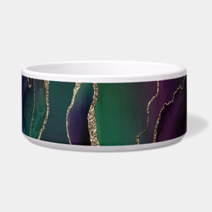 Écuelle Agate attrayante   Joyau foncé Tone Pierre Or Vein