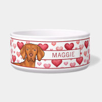 Amour de chien Vizsla avec des cœurs rouges et ros