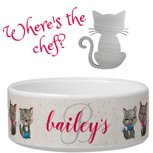 Écuelle Amoureux de les chats Cute Kitties Monogramme Nom (Créateur téléchargé)