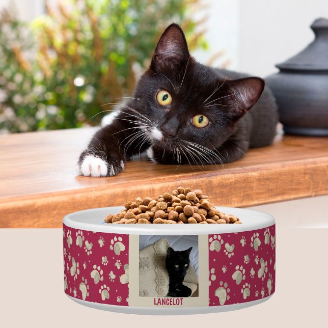 Écuelle Amoureux de les chats Empreintes de pattes Nom pho (Créateur téléchargé)