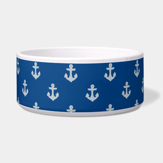 Écuelle Ancré dans le Bol de Chien Bleu Ocean Navy (Devant)