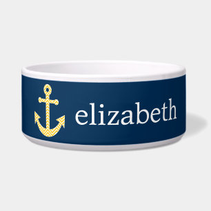 Écuelle Ancre nautique avec Motif de Navy Jaune Chevron