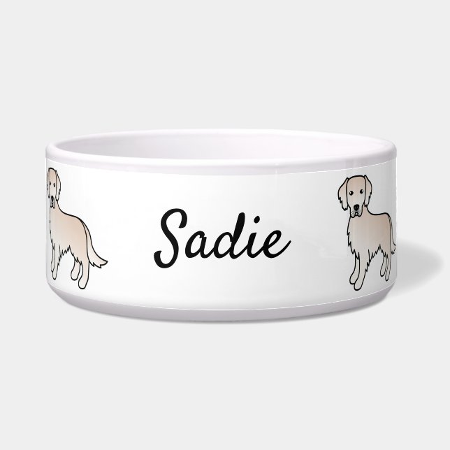 Écuelle Anglais Crème Golden Retriever Avec Nom Personnali (Devant)