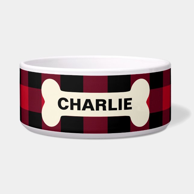 Écuelle Animal de compagnie Russe Red Buffalo Plaid Dog No (Devant)