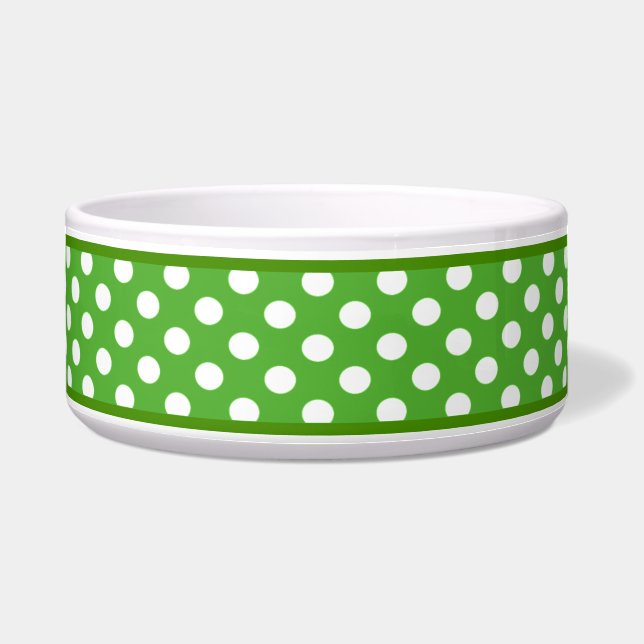 Écuelle Apple Green Polka Motif en céramique bol de chien (Devant)