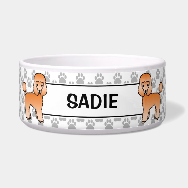 Écuelle Apricot Toy Poodle mignon Cartoon Chien et nom (Devant)