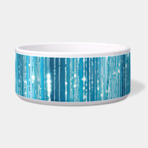Écuelle Aqua Blue White Glam Tinsel Stripes Tags cadeaux