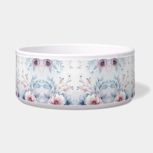 Écuelle Aquarelle Bleu rose Floral Céramique Pet Bowl