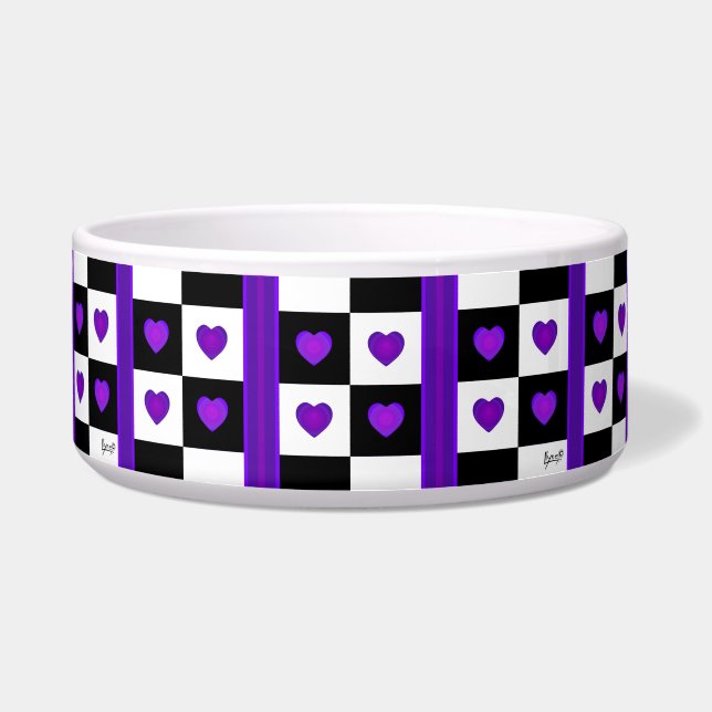 Écuelle B&W Purple Hearts Beating (Devant)