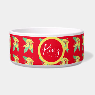 Écuelle Banane vert Motif rouge
