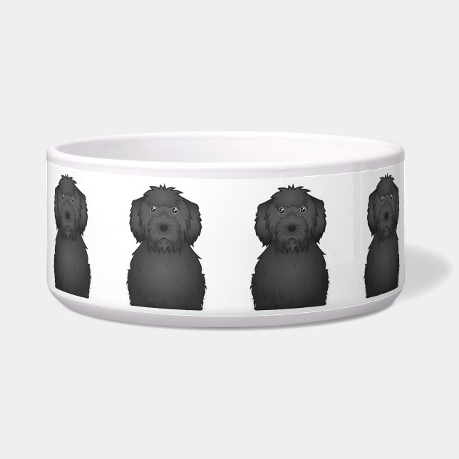 Écuelle Bande dessinée noire de Labradoodle (Devant)