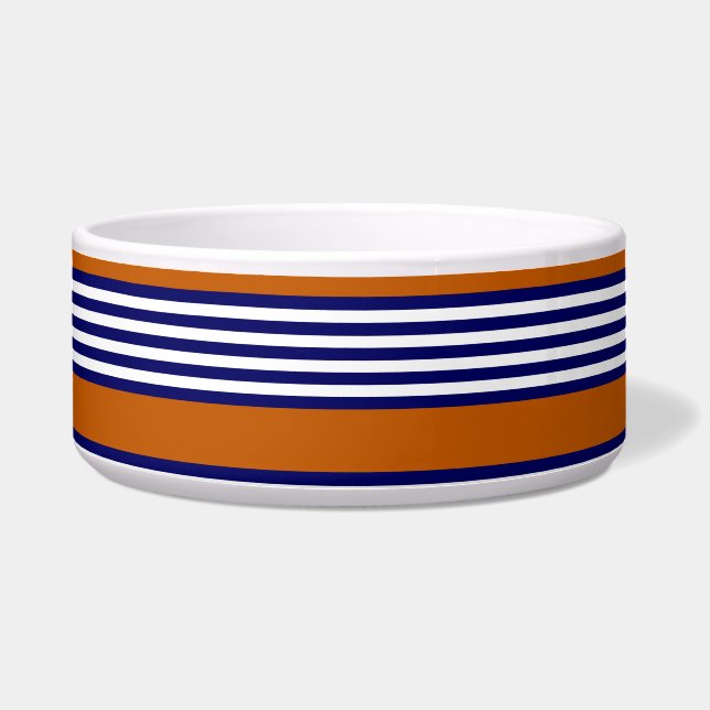 Écuelle Bandes bleu marine et blanc avec orange brûlé (Devant)
