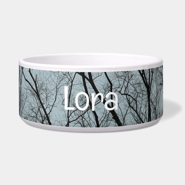Écuelle Barren Trees Pet Bowl avec LOLA Texte (Devant)