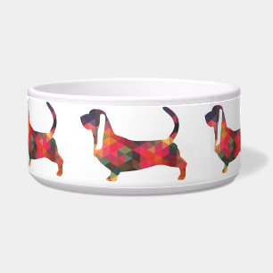 Écuelle Basset Hound Coloré Motif géométrique Silhouette
