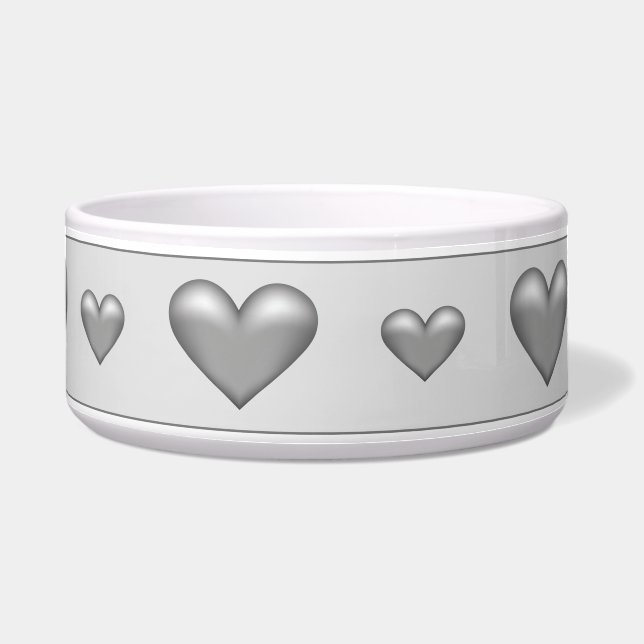 Écuelle Beaux Coeurs de couleur gris représentant l'amour (Devant)